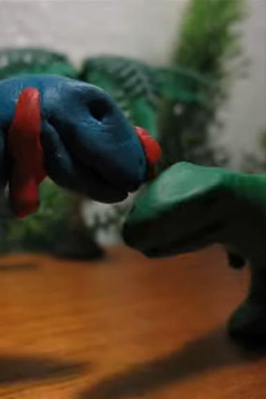 Jurassic Fight Club - Cannibal Dinosaur Claymation poster